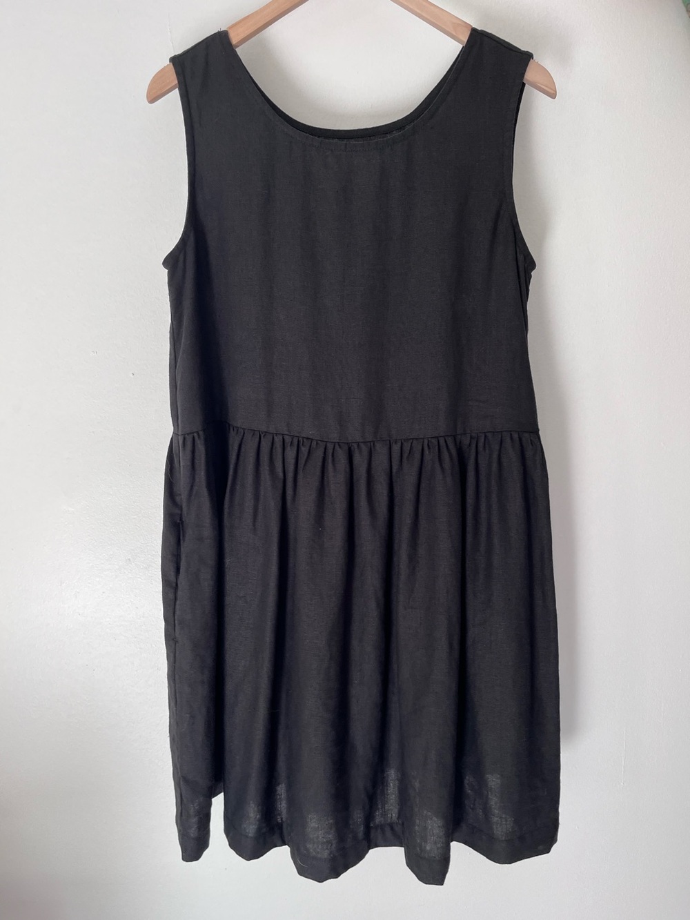 NEW notPERFECTLINEN Smock Dress - Midi Length-  in Black size Medium